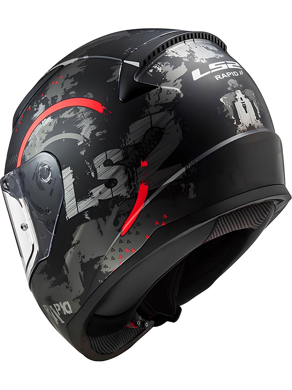 LS2 RAPID 2 CIRCLE KAPALI KASK MAT SİYAH - KIRMIZI